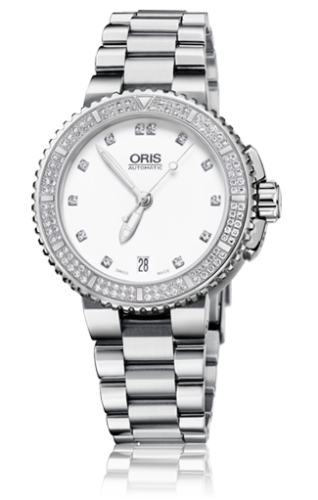 Oris Aquis Date Diamonds 36 Stainless Steel / White - Diamond / Bracelet 01 733 7652 4991-07 8 18 01P