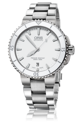 Oris Aquis Date 40 Stainless Steel / White / Bracelet 01 733 7676 4156-07 8 21 10P