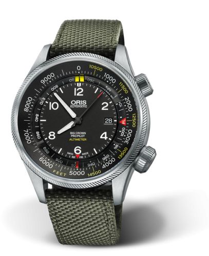 Oris Big Crown ProPilot Altimeter Feet / Green Textile 01 733 7705 4134-Set 5 23 14FC