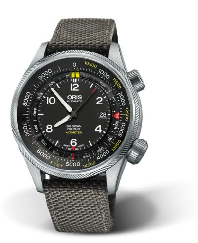 Oris Big Crown ProPilot Altimeter Feet / Grey Textile 01 733 7705 4134-Set 5 23 17FC