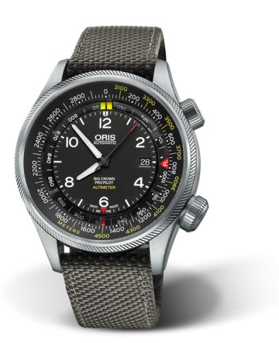Oris Big Crown ProPilot Altimeter Meter / Grey Textile 01 733 7705 4164-Set 5 23 17FC