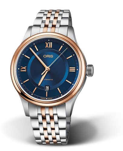 Oris Classic Date 42 Stainless Steel - Rose Gold / Blue / Bracelet 01 733 7719 4375-07 8 20 12