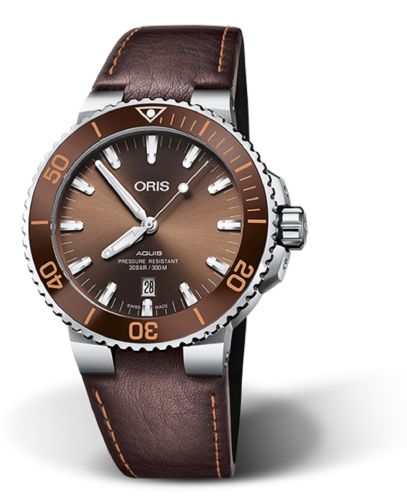 Oris Aquis Date 43.5 Stainless Steel / Brown / Calf 01 733 7730 4152-07 5 24 12EB