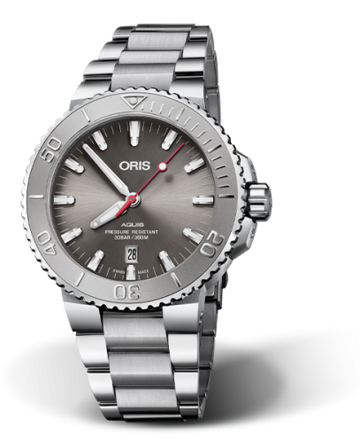 Oris Aquis Date 43.5 Relief Stainless Steel / Grey / Bracelet 01 733 7730 4153-07 8 24 05PEB