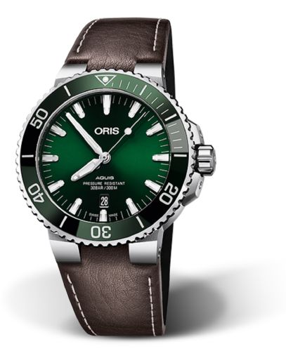 Oris Aquis Date 43.5 Stainless Steel / Green / Calf 01 733 7730 4157-07 5 2410EB