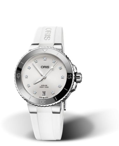 Oris Aquis Date 36.5 Stainless Steel / White - Diamond / Rubber 01 733 7731 4191-07 4 18 63FC