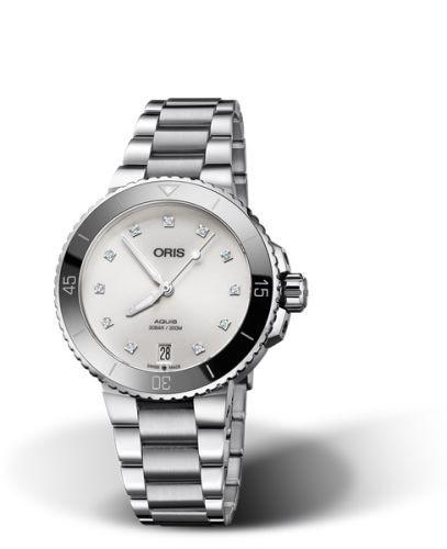 Oris Aquis Date 36.5 Stainless Steel / White - Diamond / Bracelet 01 733 7731 4191-07 8 18 05P