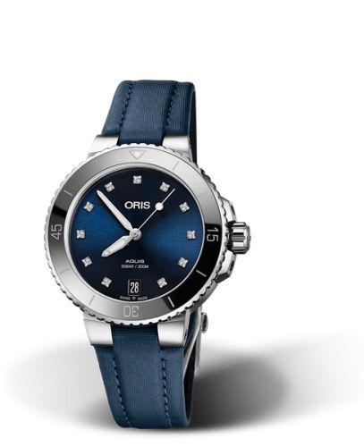 Oris Aquis Date Diamonds 36.5 Stainless Steel / Blue - Diamond / Textile 01 733 7731 4195-07 5 18 46FC