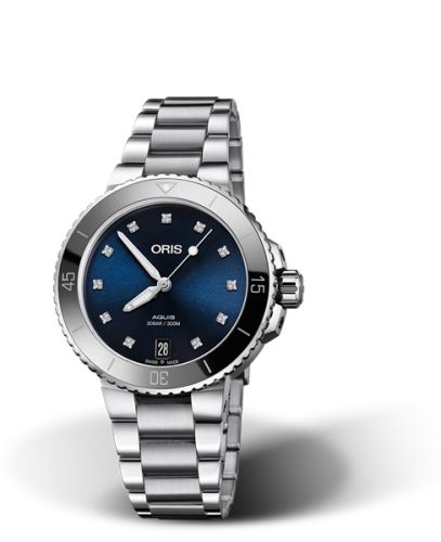Oris Aquis Date 36.5 Stainless Steel / Blue - Diamond / Bracelet 01 733 7731 4195-07 8 18 05P