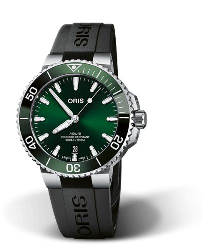 Oris Aquis Date 41.5 Stainless Steel / Green / Rubber 01 733 7766 4157-07 4 22 64FC