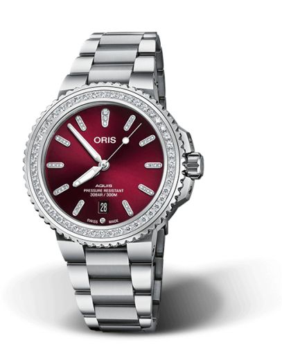 Oris Aquis Date Diamonds 41.5 Stainless Steel / Red / Bracelet 01 733 7766 4998-07 8 22 05PEB