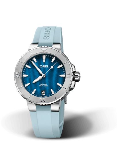 Oris Aquis Date 36.5 Stainless Steel / Aegean Blue / Rubber 01 733 7770 4155-07 4 18 65FC