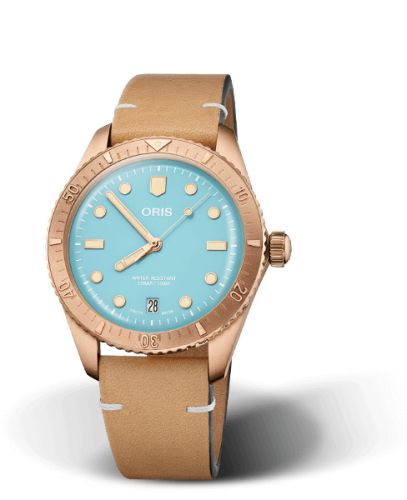 Oris Divers Sixty-Five 38 Cotton Candy Sky Blue / Calf 01 733 7771 3155-07 5 19 04BR