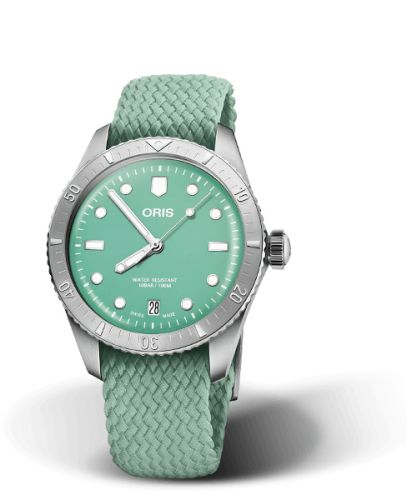 Oris Divers Sixty-Five 38 Cotton Candy Stainless Steel / Green / Perlon 01 733 7771 4057-07 3 19 03S