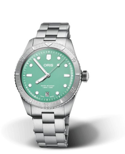 Oris Divers Sixty-Five 38 Cotton Candy Stainless Steel / Green / Bracelet 01 733 7771 4057-07 8 19 18