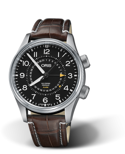 Oris Big Crown ProPilot Alarm Stainless Steel / Black / Alligator 01 910 7745 4084-Set LS