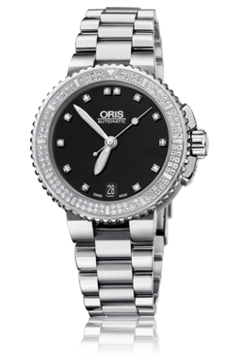 Oris Aquis Date Diamonds 36 Stainless Steel / Black - Diamond / Bracelet 733 7652 4994-07 8 18 01P