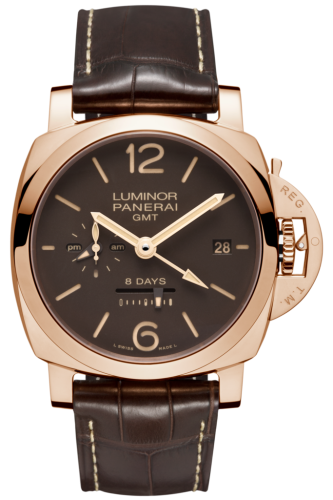 Panerai Luminor 1950 44 8 Days GMT Red Gold / Brown PAM00576