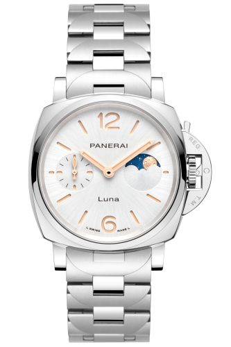 Panerai Luminor Due Luna Automatic Stainless Steel / Silver / Bracelet PAM01301