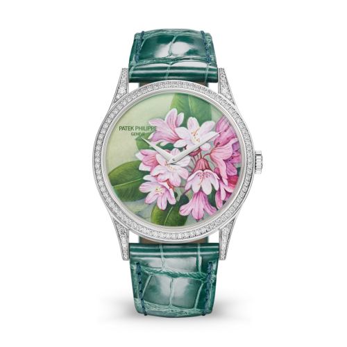 Patek Philippe Calatrava 5077 White Gold / Portrait of Flowers 5077/100G-035
