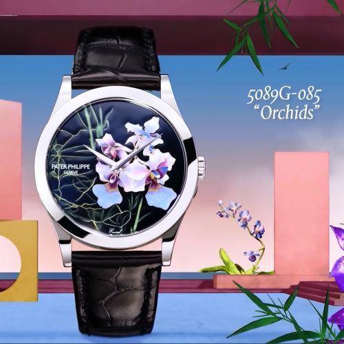 Patek Philippe Calatrava 5089 Whit e Gold / Orchids 5089G-085