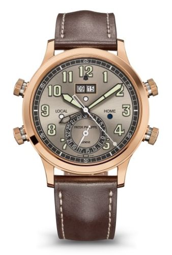 Patek Philippe Calatrava Pilot Travel Time Alarm 5520 Rose Gold / Grey 5520RG-001
