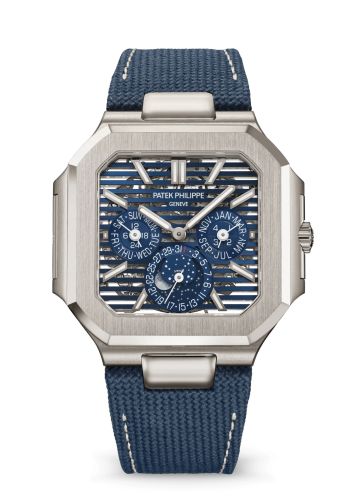 Patek Philippe Cubitus Perpetual Calendar Skeleton Platinum / Blue 5840P-001