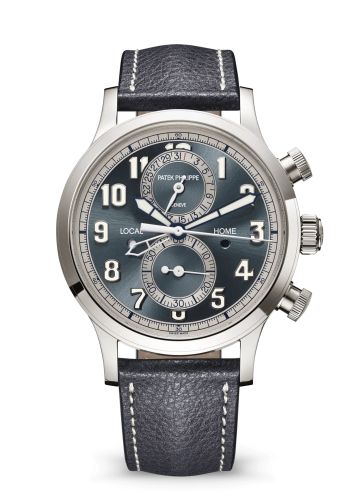 Patek Philippe Calatrava Pilot Travel Time Chronograph White Gold / Grey 5924G-001