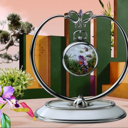 Patek Philippe Pocket Watch Lepine White Gold / Orchids & Hummingbirds 992/144G