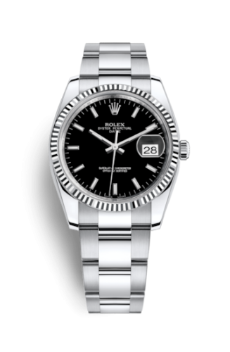 Rolex Oyster Perpetual Date 34 Stainless Steel Fluted / Oyster / Black 115234-0002