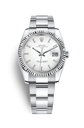 Rolex Oyster Perpetual Date 34 Stainless Steel Fluted / Oyster / White 115234-0003
