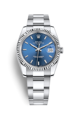 Rolex Oyster Perpetual Date 34 Stainless Steel Fluted / Oyster / Blue 115234-0004