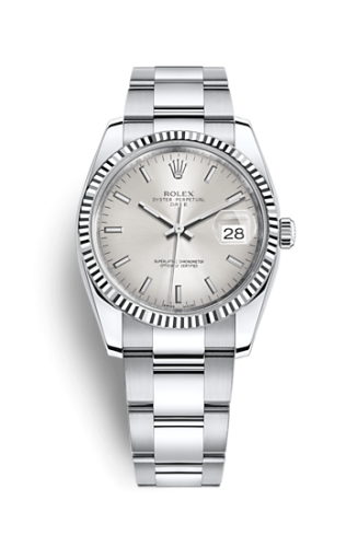 Rolex Oyster Perpetual Date 34 Stainless Steel Fluted / Oyster / Silver 115234-0005