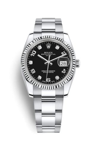 Rolex Oyster Perpetual Date 34 Stainless Steel Fluted / Oyster / Black Arabic 115234-0011