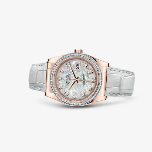 Rolex Datejust 36 Everose Strap White Mother of Pearl Diamonds 116185-0003