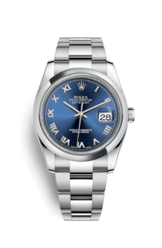 Rolex Datejust 36 Stainless Steel Domed / Oyster / Blue Roman 116200-0060