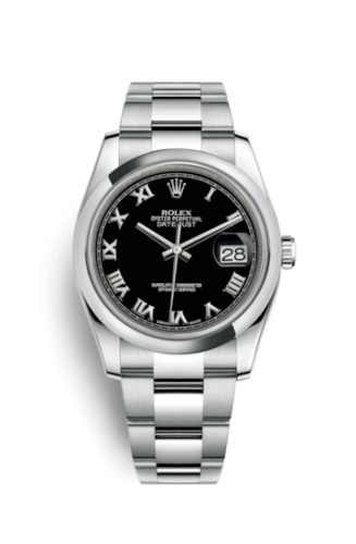 Rolex Datejust 36 Stainless Steel Domed / Oyster / Black Roman 116200-0061
