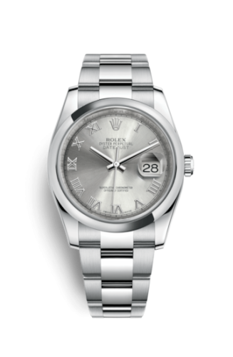 Rolex Datejust 36 Stainless Steel Domed / Oyster / Rhodium Roman 116200-0062
