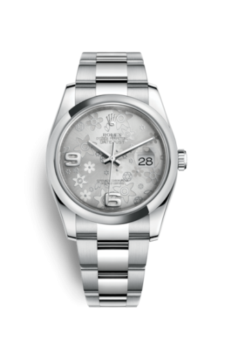 Rolex Datejust 36 Stainless Steel Domed / Oyster / Silver Floral 116200-0071
