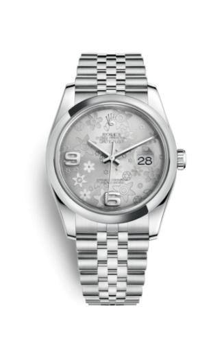 Rolex Datejust 36 Stainless Steel Domed / Jubilee / Silver Floral 116200-0085
