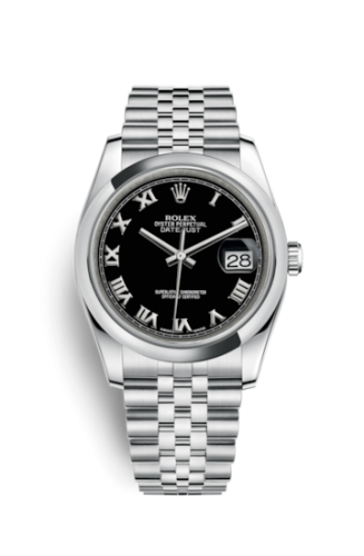 Rolex Datejust 36 Stainless Steel Domed / Jubilee / Black Roman 116200-0094