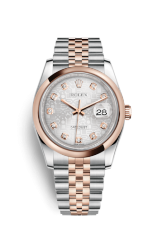 Rolex Datejust 36 Rolesor Everose Domed / Jubilee / Silver Computer 116201-0061