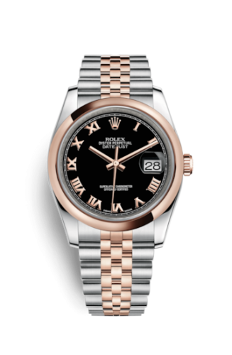 Rolex Datejust 36 Rolesor Everose Domed / Jubilee / Black Roman 116201-0073