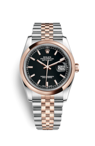 Rolex Datejust 36 Rolesor Everose Domed / Jubilee / Black 116201-0075