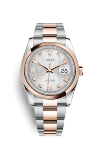 Rolex Datejust 36 Rolesor Everose Domed / Oyster / Silver Computer 116201-0077