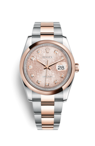 Rolex Datejust 36 Rolesor Everose Domed / Oyster / Pink Computer Diamonds 116201-0078