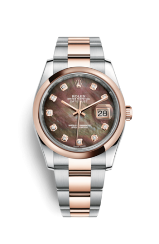 Rolex Datejust 36 Rolesor Everose Domed / Oyster / Black MOP 116201-0079