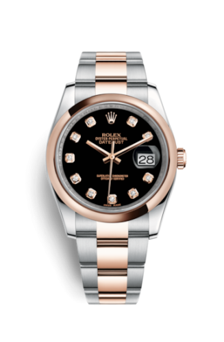 Rolex Datejust 36 Rolesor Everose Domed / Oyster / Black Diamond 116201-0083