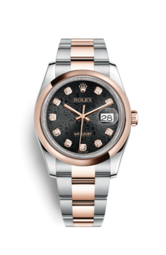 Rolex Datejust 36 Rolesor Everose Domed / Oyster / Black Computer 116201-0085