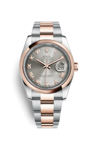 Rolex Datejust 36 Rolesor Everose Domed / Oyster / Steel Roman 116201-0090